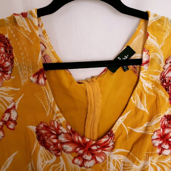 Lulus Garden's Glory Mustard Yellow Floral Print Culotte Jumpsuit Size XL - Picture 15 of 16